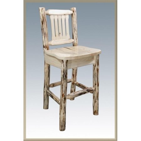 MONTANA WOODWORKS Montana Woodworks MWBSWNR Montana Collection Barstool  with Back Ready to Finish Standard Wooden Seat MWBSWNR